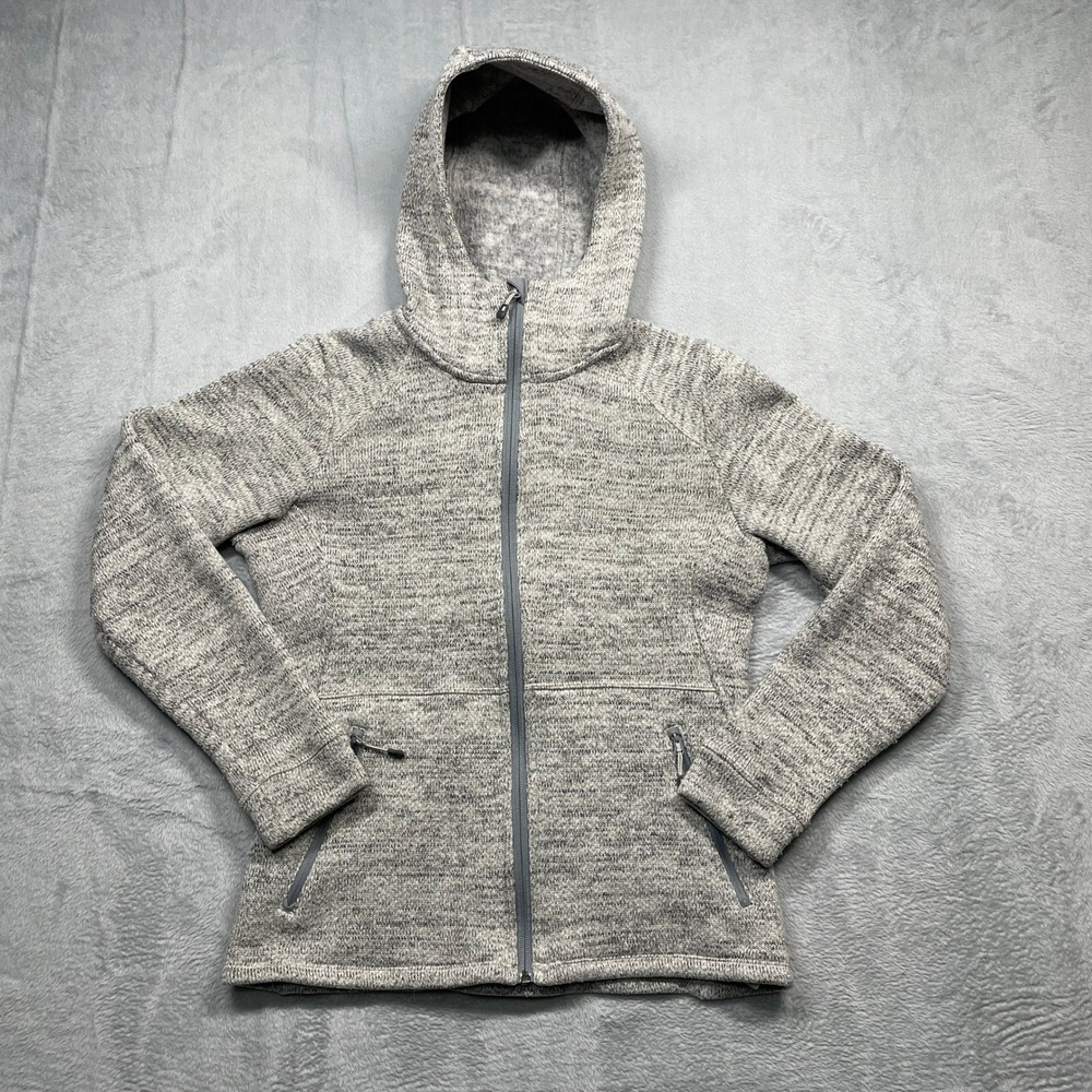 Mammut Hooded Fleece Jacket Womens M Grey Marl Full Zip 1010-21520 Hiking
